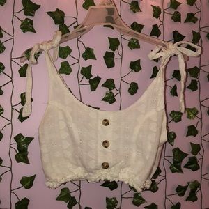 White crop top with buttons